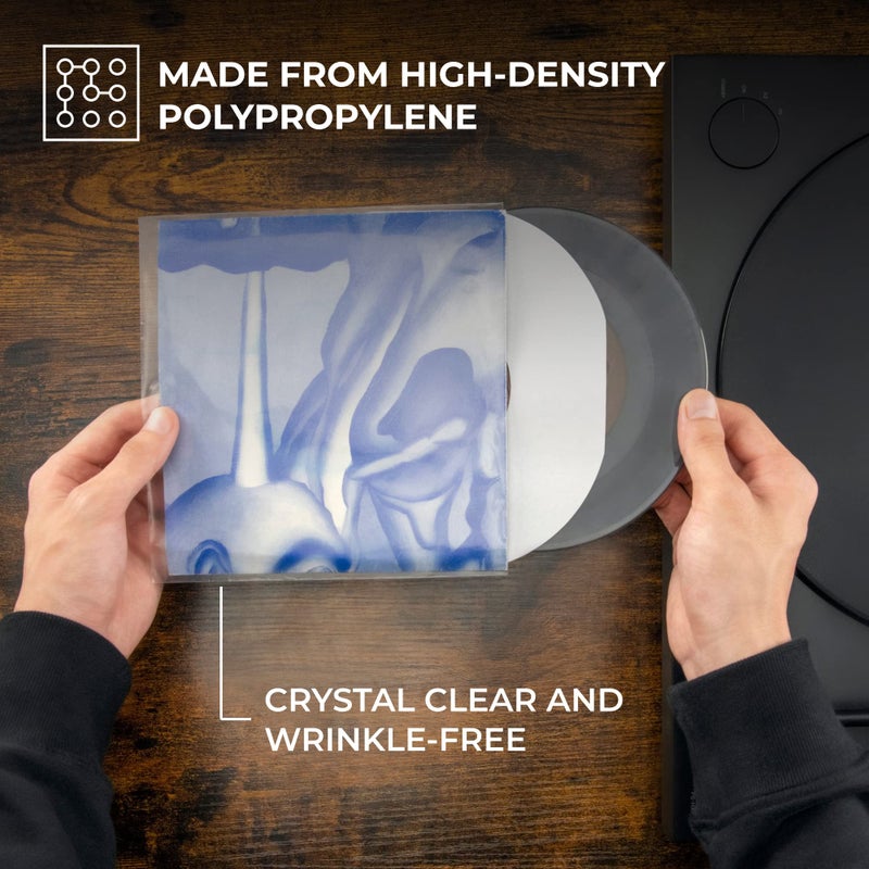 BIG FUDGE 50x Vinyl Record Outer Sleeves 7 inch | Durable & Wrinkle-Free | Crystal Clear & Made from High-Density Polypropylene | Best Vinyl Covers for LPs & Singles | 3 mil Thick, 7.42" x 7.42 - Image 4
